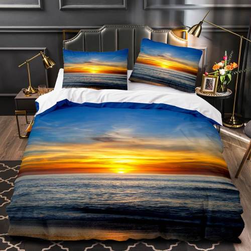 Ocean Beach Themed Coconut Tree Bedding Sets Quilt Duvet Cover Bed Linen