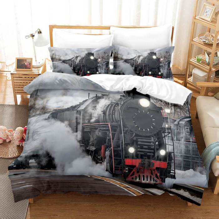 Steam Engine Vintage Locomotive Bedding Set Duvet Covers Bed Sheet Sets