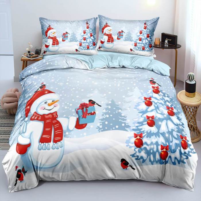 Christmas Bedding Set Duvet Cover Pillowcases Quilt Bed Linen Textiles