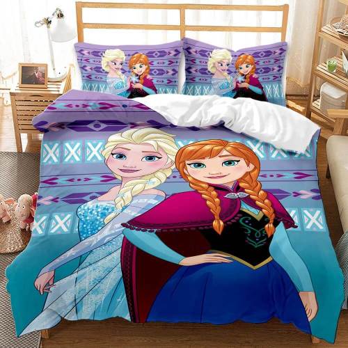 Cartoon Frozen Elsa Anna Bedding Set Quilt Duvet Cover Bed Sheets Sets