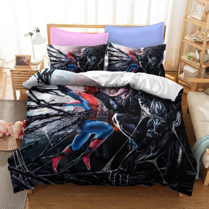 Marvel Spiderman Cosplay Bedding Set Duvet Covers Comforter Bed Sheets