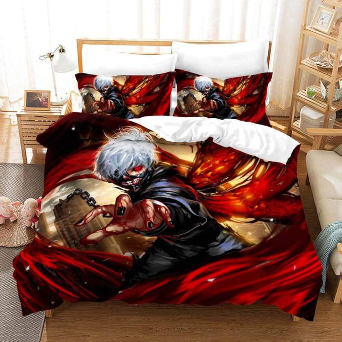 Japan Anime Tokyo Ghoul Cosplay Bedding Set Duvet Cover Bed Sheets