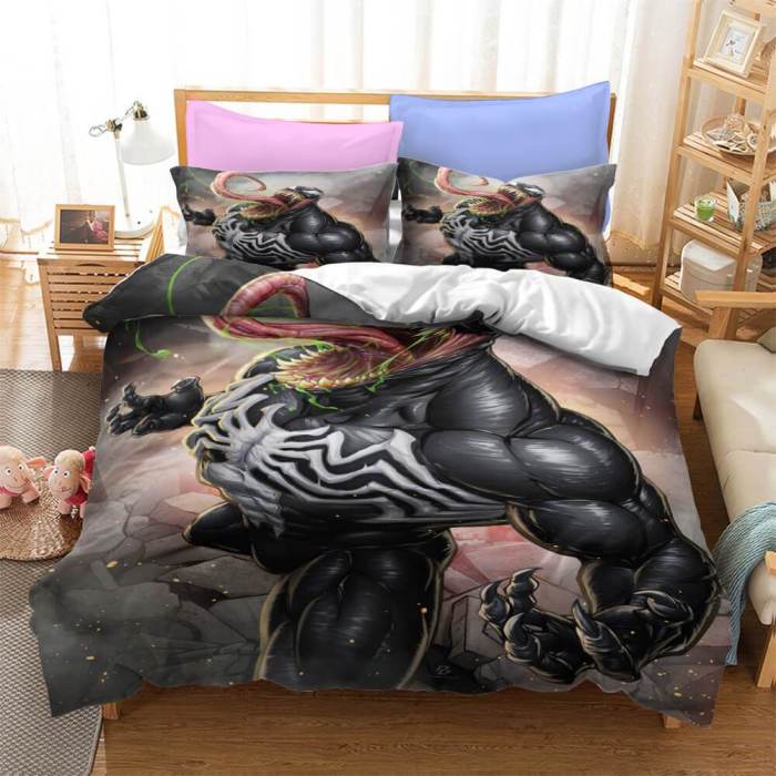 Marvel Venom Cosplay Bedding Set Duvet Cover Halloween Bed Sheets Sets