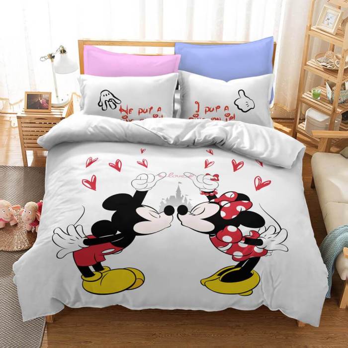 Mickey Mouse Cosplay Bedding Set Duvet Cover Christmas Bed Sheets Sets