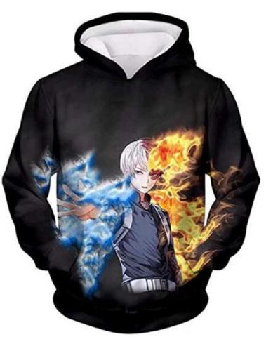 My Hero Academy Anime Black Fire Todoroki So Cosplay Adult Unisex 3D Printed Hoodie Sweatshirt Pullover
