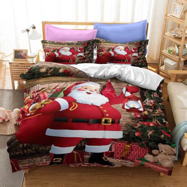 Father Christmas Cosplay Bedding Set Quilt Duvet Cover Bed Sheets Sets