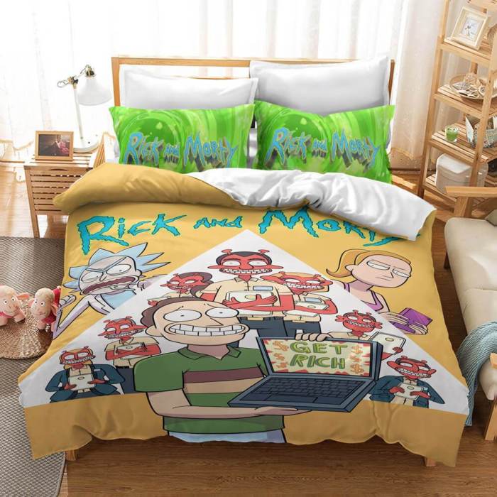 Rick And Morty Cosplay Bedding Duvet Cover Halloween Sheets Bed Sets