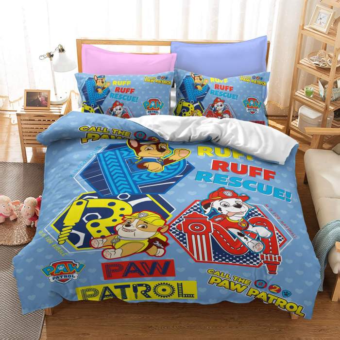 Cute Paw Patrol Cosplay Bedding Set Quilt Duvet Cover Bed Sheets Sets