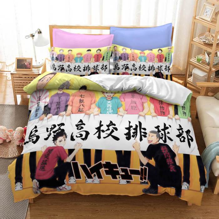 Anime Haikyuu Cosplay Bedding Set Quilt Duvet Covers Bed Sheets Sets
