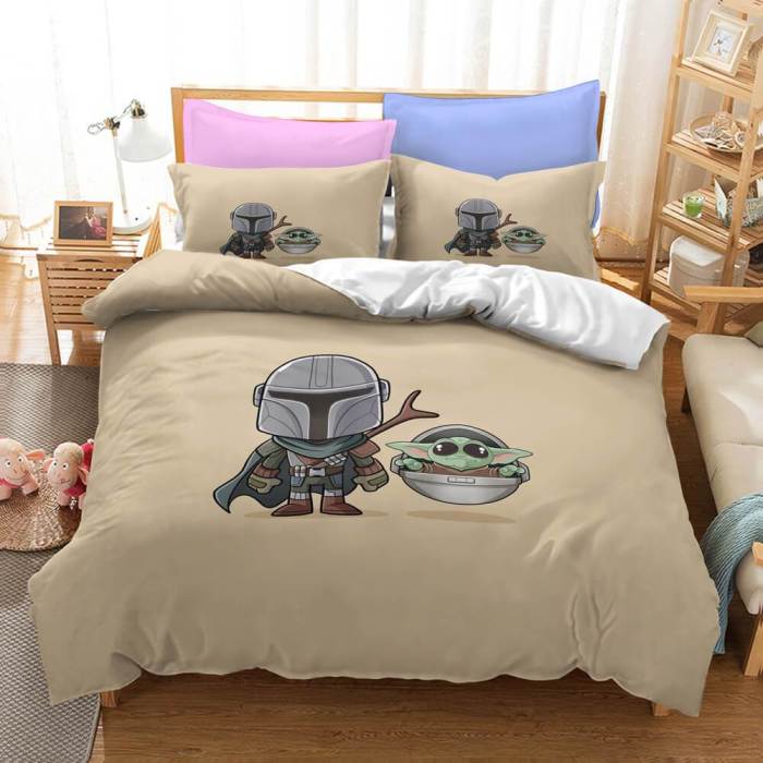 The Mandalorian Yoda Baby Cosplay Bedding Duvet Covers Bed Sheets Sets