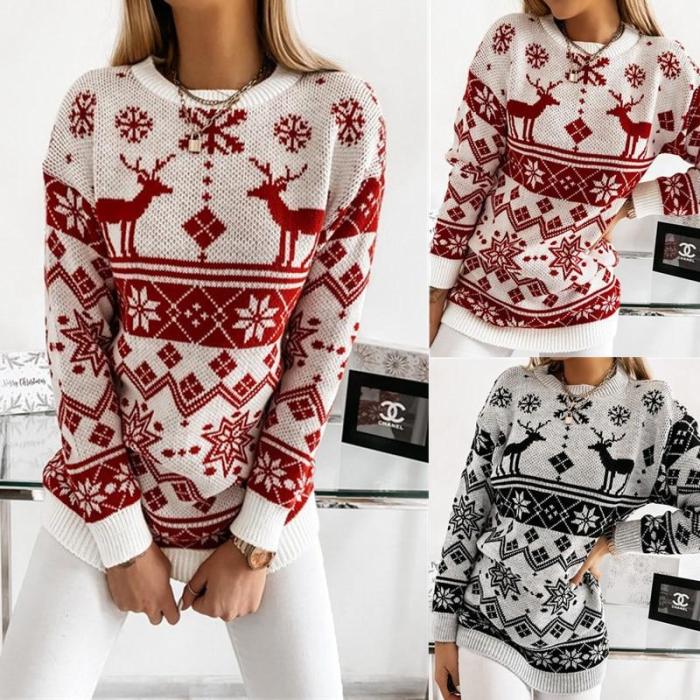 Christmas Sweater Long Sleeve Ugly Knitted Pullover Jumpers Women Jerseys Mujer Invierno Pull Femme Tops Sueter De Tricot Swetry