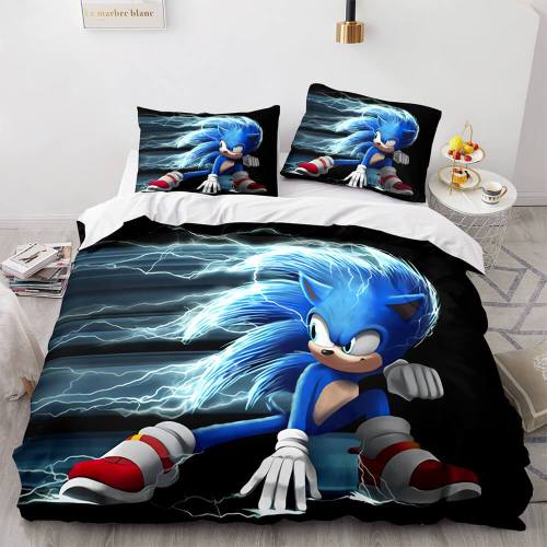 3 Piece Sonic The Hedgehog Bedding Set Duvet Cover Bed Sheets Sets