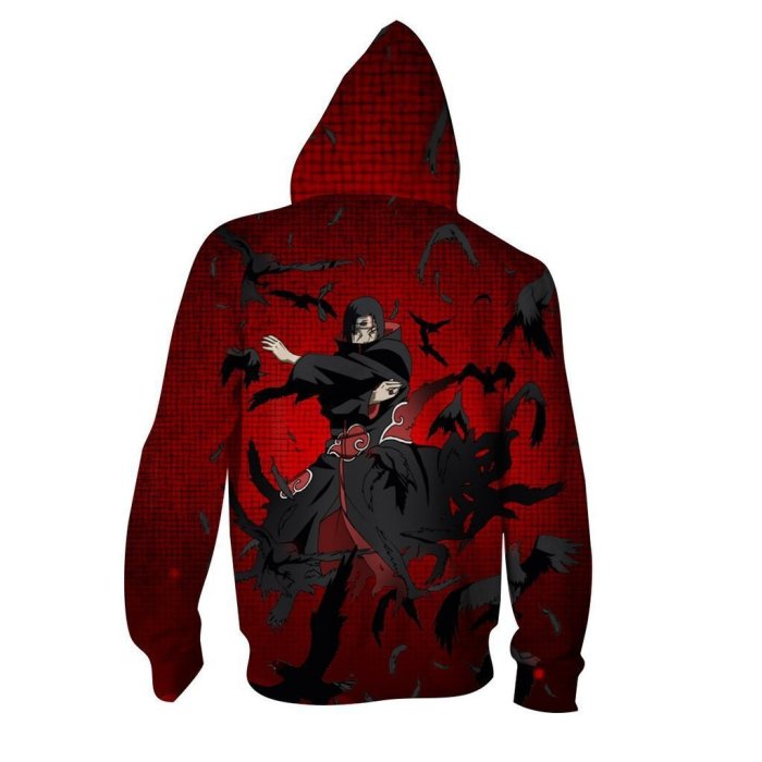 Naruto Anime Red Uchiha Itachi Hawk Cosplay Adult Unisex 3D Printed Hoodie Sweatshirt Jacket With Zipper