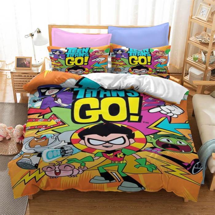 Teen Titans Go Kids Bedding Set Quilt Duvet Cover Bed Sheets Sets