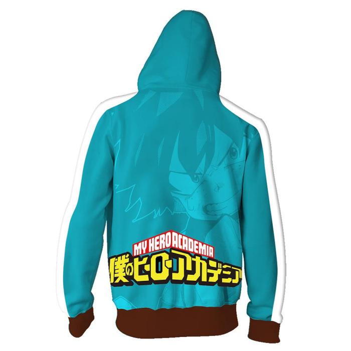 My Hero Academy Anime Midoriya Izuku Deku Sky Blue Cosplay Adult Unisex 3D Printed Hoodie Sweatshirt Pullover