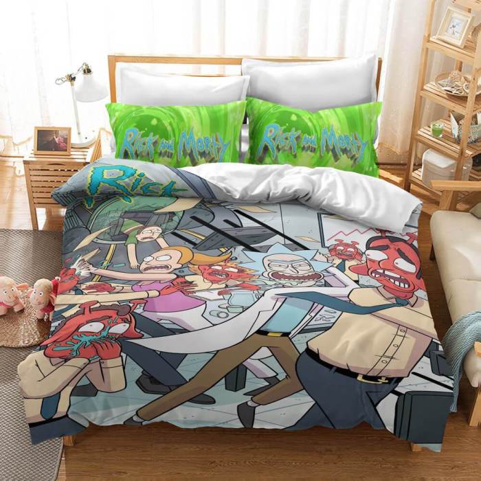 Rick And Morty Cosplay Bedding Duvet Cover Halloween Sheets Bed Sets