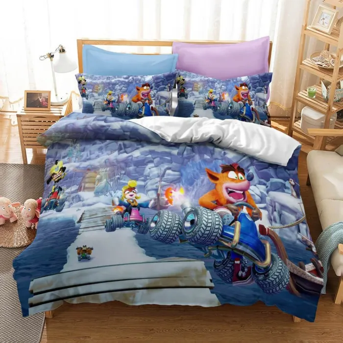 Crash Bandicoot Cosplay Bedding Set Quilt Duvet Cover Bed Sheets Sets