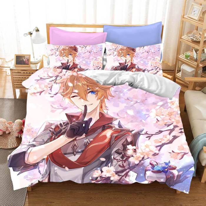 Genshin Impact Cosplay Bedding Set Quilt Duvet Covers Bed Sheets Sets