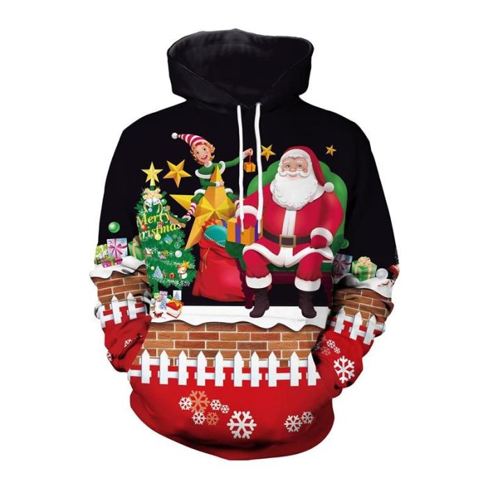 Fashion  Autumn And Winter Christmas Sweater 3D Print Oversized Hooded Sweater Unisex Man Woman Funny Ugly Christmas Sweater