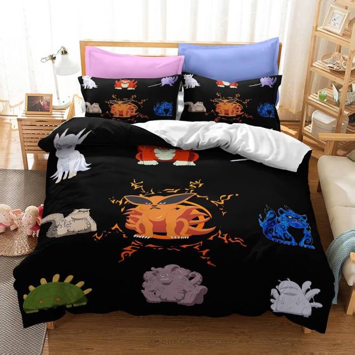 Naruto Kakashi Sasuke Itachi Bijuu Cosplay Bedding Set Duvet Cover Bed Sheets