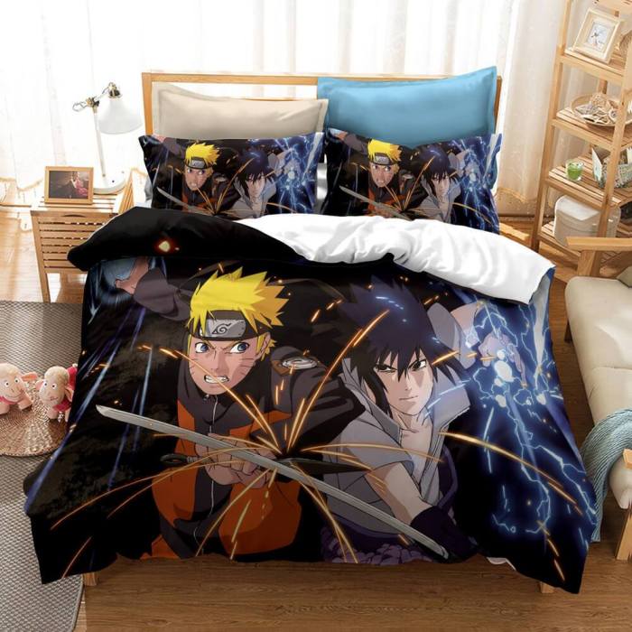 Anime Naruto Kakashi Sasuke Cosplay Bedding Set Quilt Duvet Cover Sets