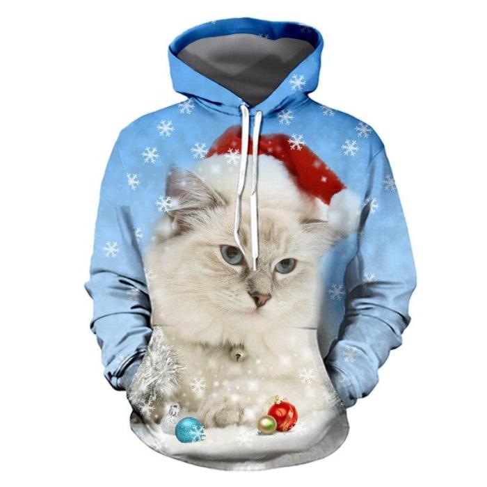 Unisex Men Women  Christmas Ugly Cat Funny Snowman Christmas Sweater Pockets  Funny Christmas Party