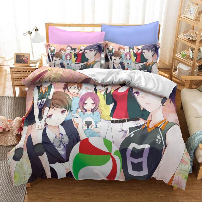 Haikyuu Cosplay Students Bedding Set Quilt Duvet Cover Bed Sheets Sets