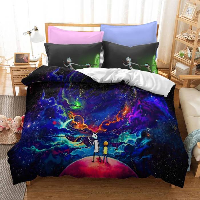 Rick And Morty Cosplay Bedding Duvet Cover Halloween Sheets Bed Sets