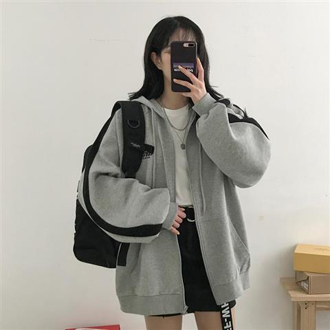 Lamb Imitation Plush Zip-Up Plus Velvet Thick Women Hoodies Jacket Autumn Winter Korean Style Fashion Loose Zipper Sweatshirt