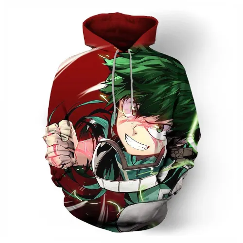 My Hero Academy Anime Midoriya Izuku Deku Red Green Cosplay Adult Unisex 3D Printed Hoodie Sweatshirt Pullover