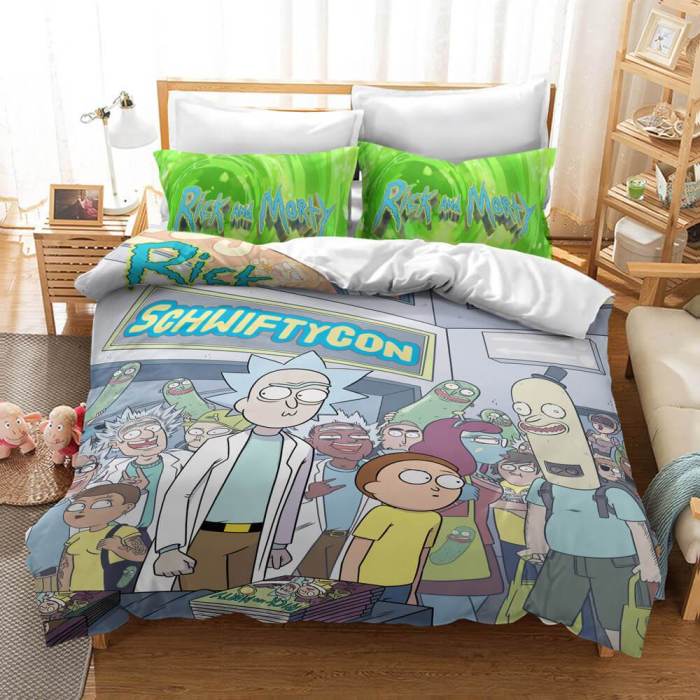 Rick And Morty Cosplay Bedding Duvet Cover Halloween Sheets Bed Sets