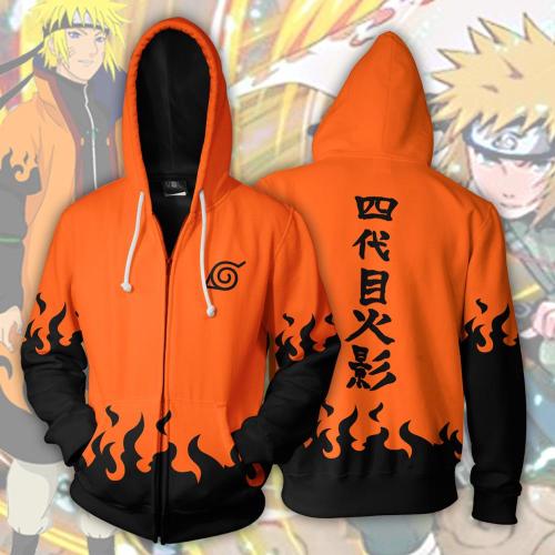 Naruto Anime Namikaze Minato Cosplay Adult Unisex 3D Printed Hoodie Sweatshirt Jacket With Zipper
