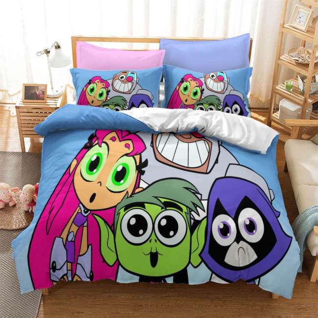 Teen Titans Go Kids Bedding Set Quilt Duvet Cover Bed Sheets Sets