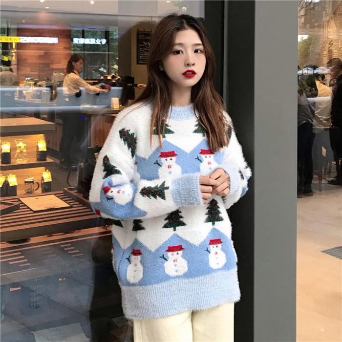 Ugly Christmas Sweater Autumn And Winter  Fashion Thickening Hippocampus Christmas Snowman Sweater Sweater Coat