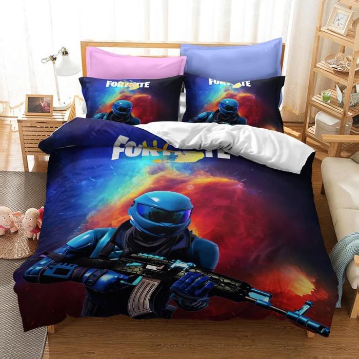 Fortnite Cosplay 3 Piece Bedding Set Quilt Duvet Cover Bed Sheets Sets