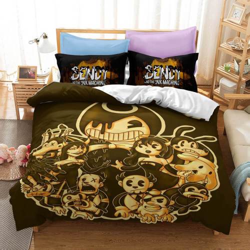 Bendy And The Ink Machine Kids Bedding Set Quilt Duvet Cover Bed Sheets