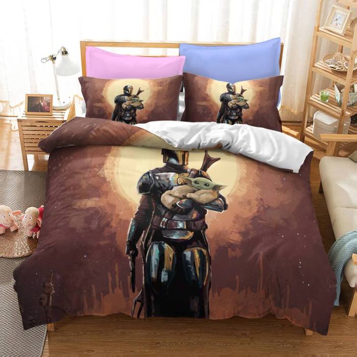 The Mandalorian Yoda Baby Cosplay Bedding Duvet Covers Bed Sheets Sets