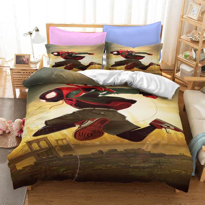 Spiderman Miles Morales Cosplay Bedding Set Duvet Cover Bed Sheets Sets