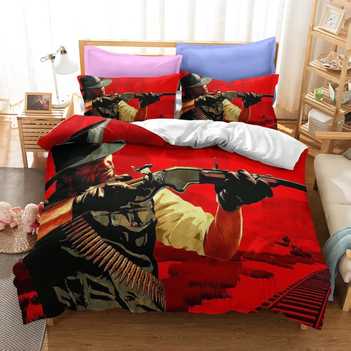 Red Dead Redemption Bedding Set Quilt Duvet Covers Bed Sheets Sets
