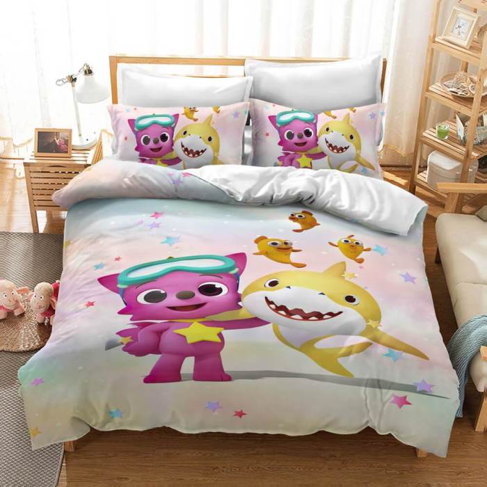 Cartoon Baby Shark Cosplay Bedding Set Duvet Covers Bed Sheets Sets