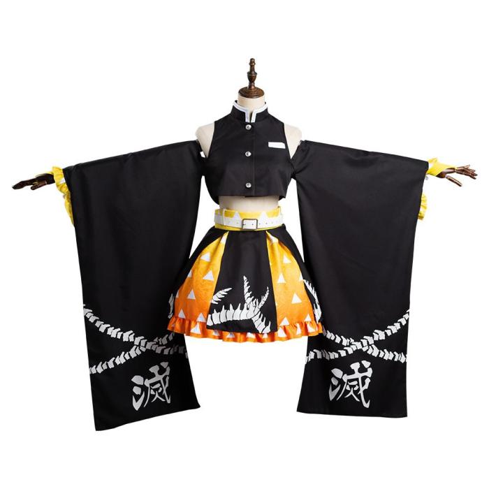 Anime Demon Slayer: Kimetsu No Yaiba  Agatsuma Zenitsu Cosplay Costume