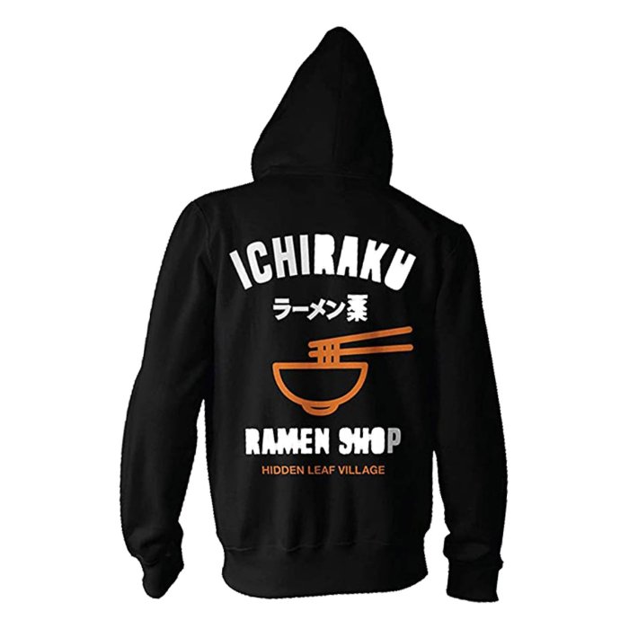 Naruto Anime Black Ichiraku Ramen Shop Cosplay Adult Unisex 3D Printed Hoodie Sweatshirt Jacket With Zipper