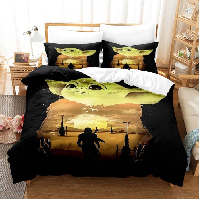 Star Wars Yoda Baby Cosplay Bedding Set Duvet Cover Bed Sheets Sets