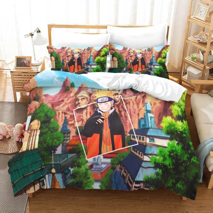 Naruto Kurama Akatsuki Cosplay Bedding Set Duvet Cover Bed Sheets Sets