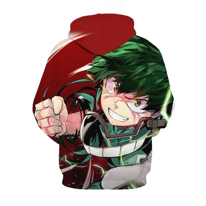 My Hero Academy Anime Midoriya Izuku Deku Red Green Cosplay Adult Unisex 3D Printed Hoodie Sweatshirt Pullover