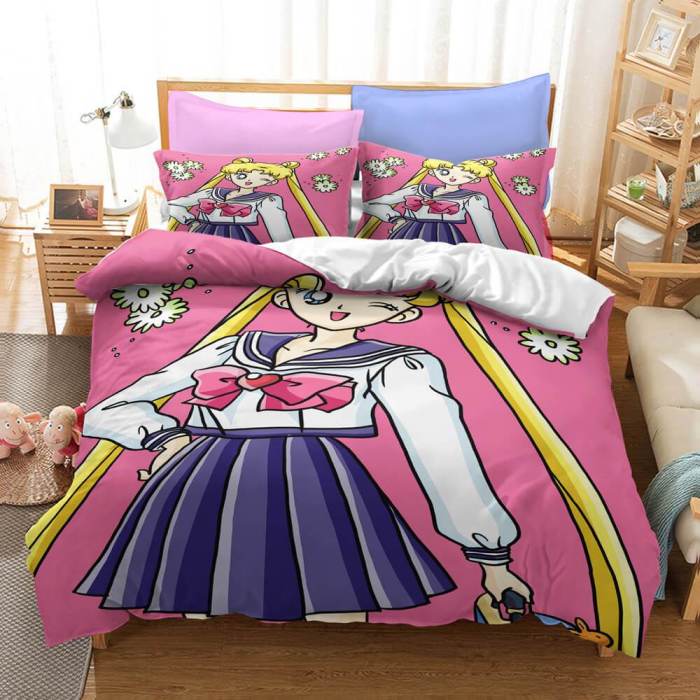 Anime Sailor Moon Bedding Set Quilt Duvet Covers Bed Sheets Sets