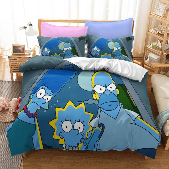 Cartoon The Simpsons Cosplay Bedding Set Duvet Covers Bed Sheets Sets