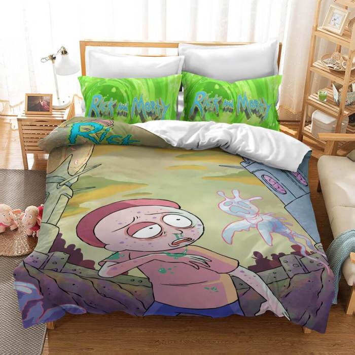 Rick And Morty Bedding Set Quilt Duvet Cover Christmas Sheets Bed Sets