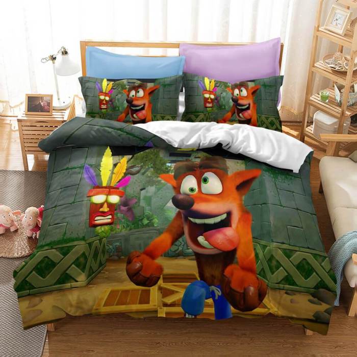 Crash Bandicoot Kids Bedding Set Quilt Duvet Covers Bed Sheets Sets