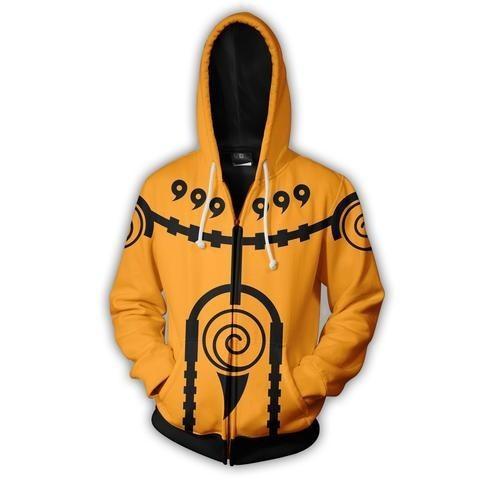 Naruto Anime  Kyuubi Uzumaki Naruto Cosplay Adult Unisex 3D Printed Hoodie Sweatshirt Jacket With Zipper